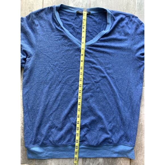 $98 Wildfox Essential V Neck Pullover Jumper Blue Stripe Long Sleeve Casual L - Picture 7 of 10